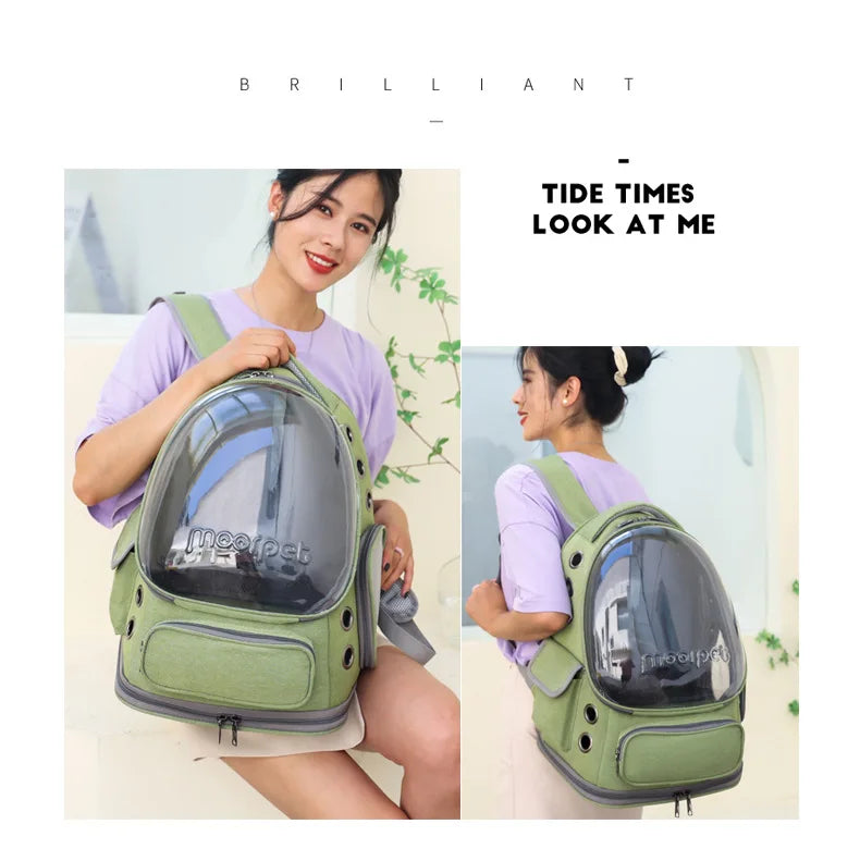 Transparent Pet Backpack | Breathable Outdoor Bag for Cats & Small Dogs