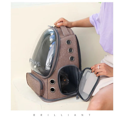 Transparent Pet Backpack | Breathable Outdoor Bag for Cats & Small Dogs