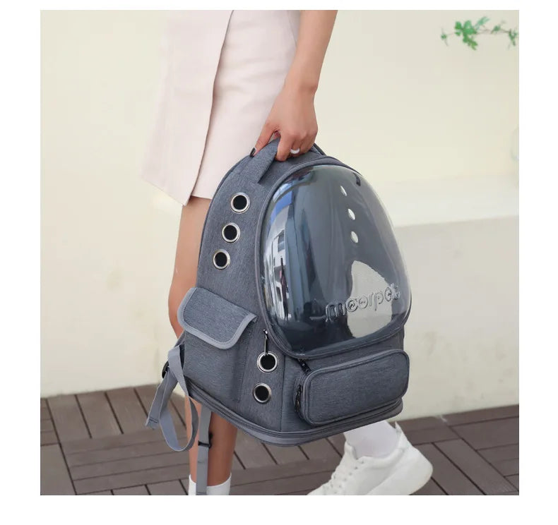 Transparent Pet Backpack | Breathable Outdoor Bag for Cats & Small Dogs