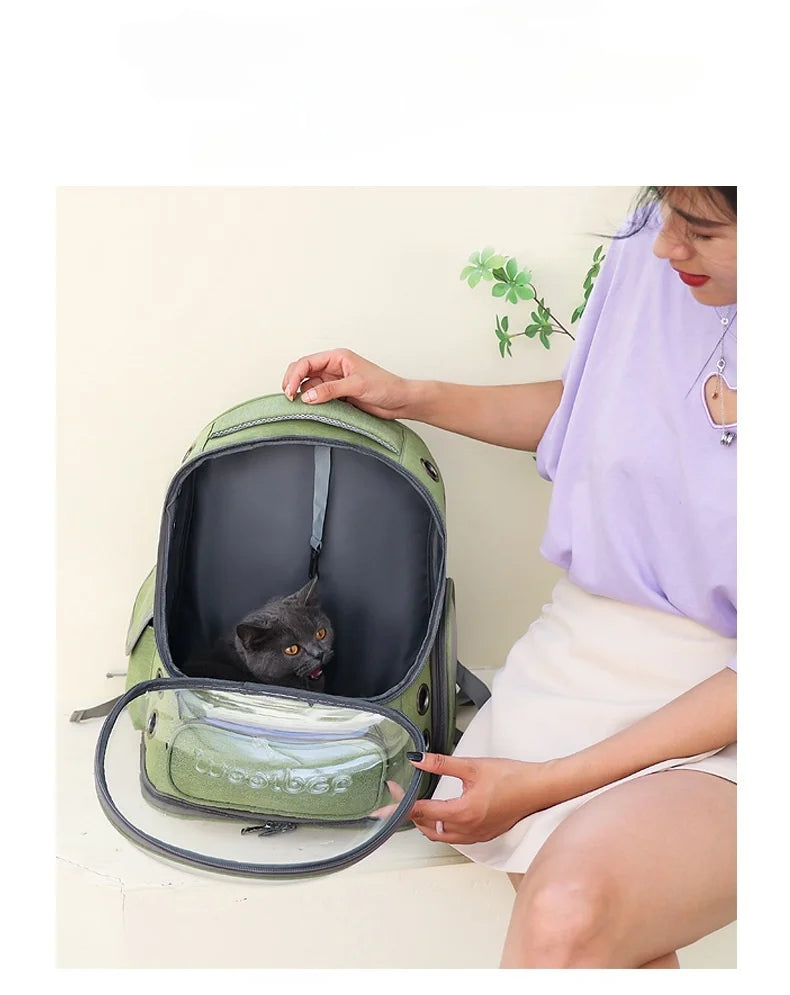 Transparent Pet Backpack | Breathable Outdoor Bag for Cats & Small Dogs