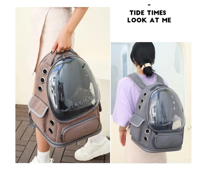 Transparent Pet Backpack | Breathable Outdoor Bag for Cats & Small Dogs