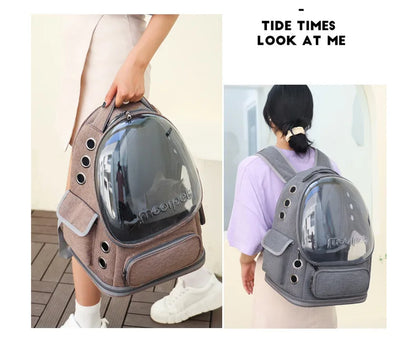 Transparent Pet Backpack | Breathable Outdoor Bag for Cats & Small Dogs