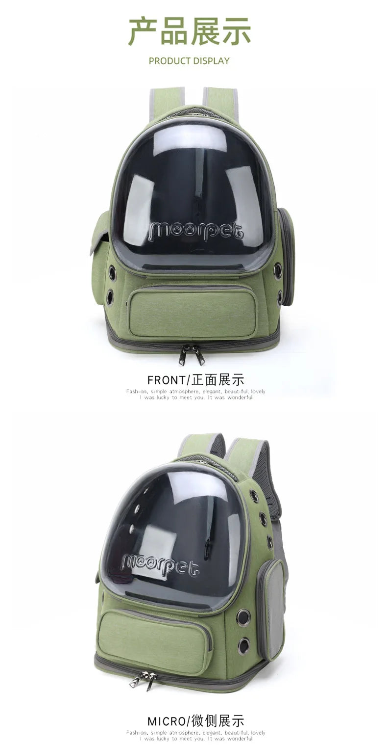 Transparent Pet Backpack | Breathable Outdoor Bag for Cats & Small Dogs