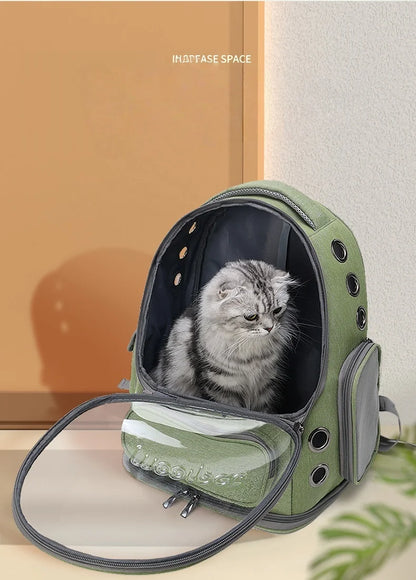 Transparent Pet Backpack | Breathable Outdoor Bag for Cats & Small Dogs