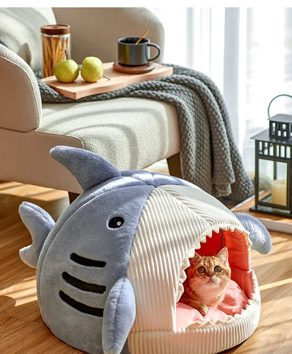 Shark-Shaped Cozy Pet Bed