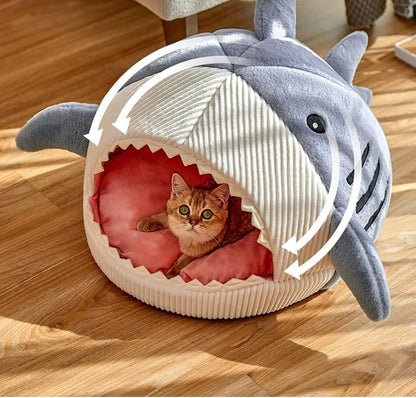 Shark-Shaped Cozy Pet Bed