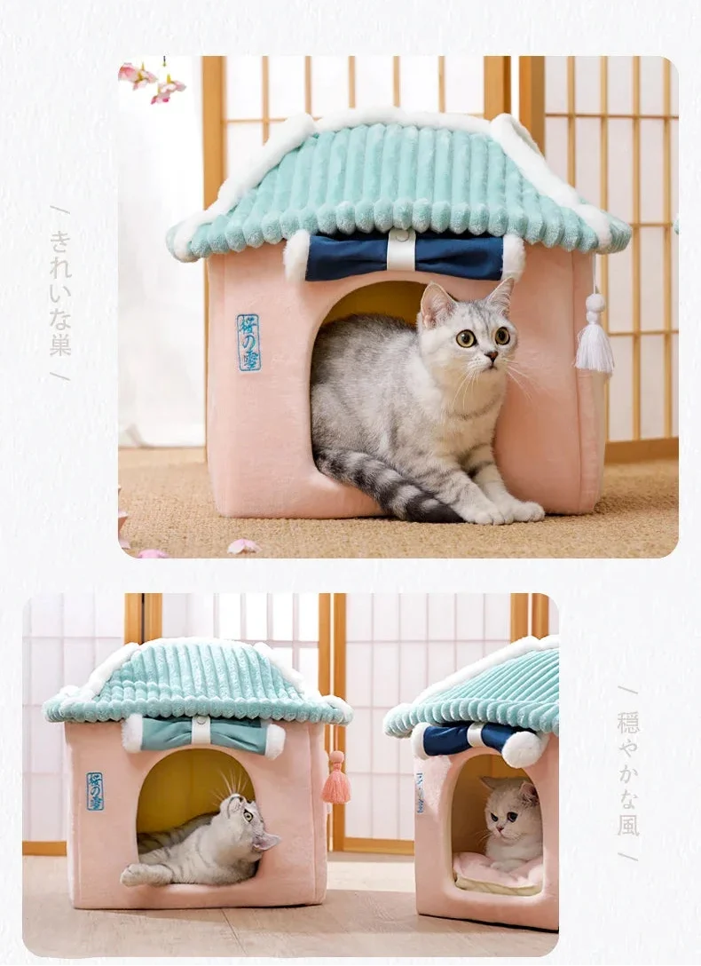 Washable Indoor Cat House (Cozy Hideaway Bed)
