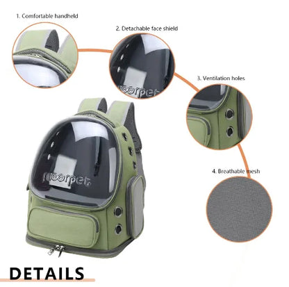Transparent Pet Backpack | Breathable Outdoor Bag for Cats & Small Dogs
