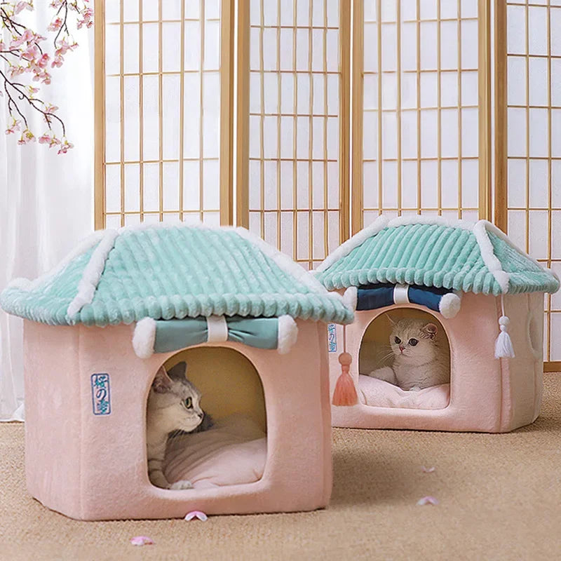 Washable Indoor Cat House (Cozy Hideaway Bed)