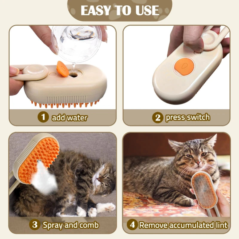 SoftGlide Rechargeable Steam Brush for Dogs & Cats