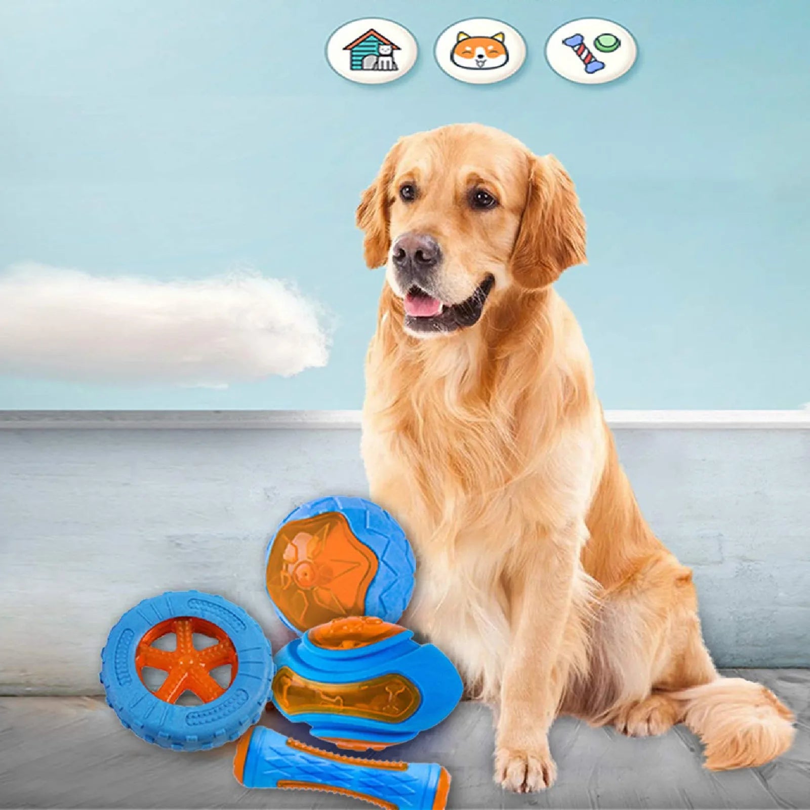 Rubber Dog Toys, Bite Resistant & Teeth Cleaning