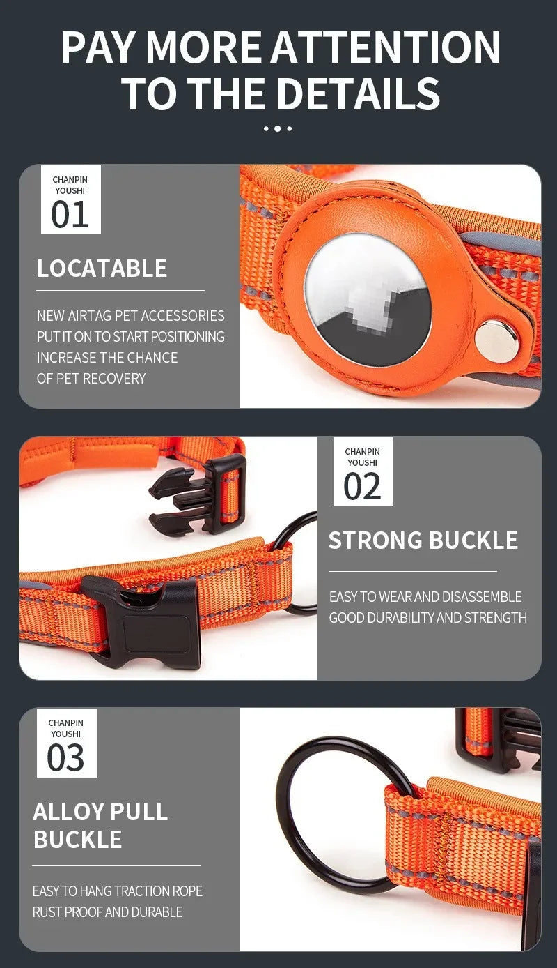 AirTag-Compatible GPS Tracking Dog Collar