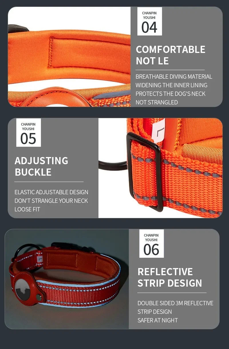 AirTag-Compatible GPS Tracking Dog Collar