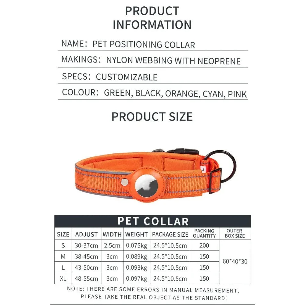 AirTag-Compatible GPS Tracking Dog Collar